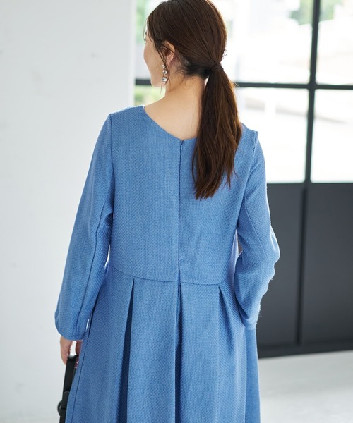 凹凸織り生地タックワンピース（ワンピース）｜STYLE DELI（スタイル
