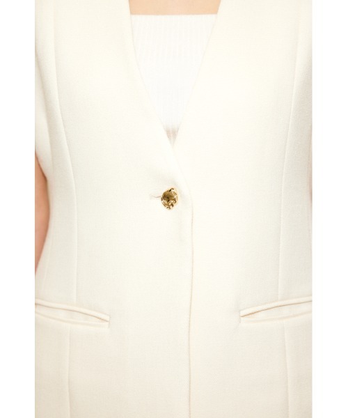 THROW by SLY（スローバイスライ）の「THROW CONSCIOUS VEST コンシャス ベスト マニッシュ ジャケット ノースリーブ（ベスト・レディース・オフホワイト/ブラウン系その他2・FREE）」の7枚目の写真