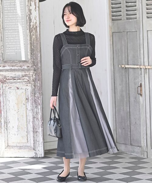 rps（アールピーエス）の「チュール切替配色ステッチジャンドレ