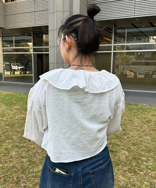 kutir（クティール）の「コットンレースボレロ（カーディガン/ボレロ・レディース・ライトピンク/ブラック/サックスブルー/オフホワイト・FREE）」の10枚目の写真