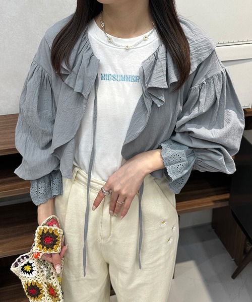 kutir（クティール）の「コットンレースボレロ（カーディガン/ボレロ・レディース・ライトピンク/ブラック/サックスブルー/オフホワイト・FREE）」の18枚目の写真