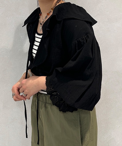 kutir（クティール）の「コットンレースボレロ（カーディガン/ボレロ・レディース・ライトピンク/ブラック/サックスブルー/オフホワイト・FREE）」の13枚目の写真