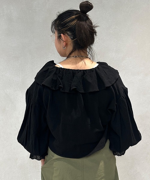 kutir（クティール）の「コットンレースボレロ（カーディガン/ボレロ・レディース・ライトピンク/ブラック/サックスブルー/オフホワイト・FREE）」の14枚目の写真