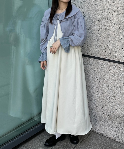 kutir（クティール）の「コットンレースボレロ（カーディガン/ボレロ・レディース・ライトピンク/ブラック/サックスブルー/オフホワイト・FREE）」の6枚目の写真