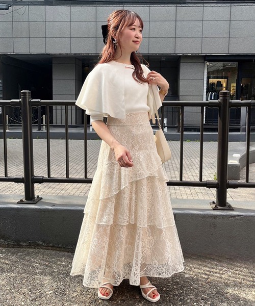 one after another NICE CLAUP（ワンアフターアナザーナイスクラップ）の「大人ガーリーなオフィススタイルにも。ケープ付きニット（ニット/セーター・レディース・ブラウン/オフホワイト/ピンク/ライトピンク・FREE）」の17枚目の写真