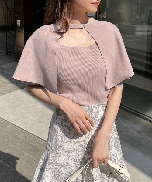 one after another NICE CLAUP（ワンアフターアナザーナイスクラップ）の「大人ガーリーなオフィススタイルにも。ケープ付きニット（ニット/セーター・レディース・ブラウン/オフホワイト/ピンク/ライトピンク・FREE）」の20枚目の写真