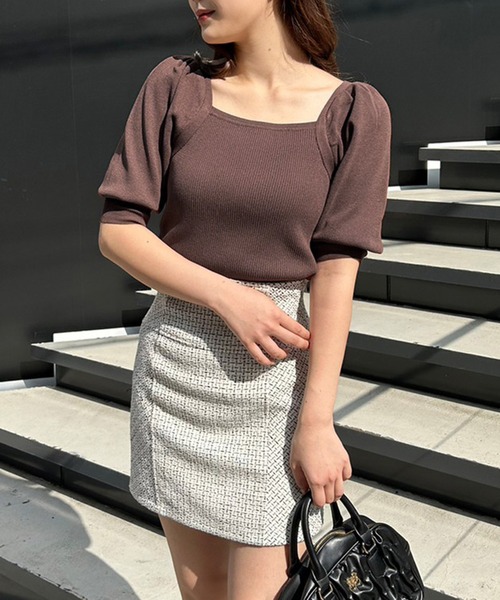 one after another NICE CLAUP（ワンアフターアナザーナイスクラップ）の「大人ガーリーなオフィススタイルにも。ケープ付きニット（ニット/セーター・レディース・ブラウン/オフホワイト/ピンク/ライトピンク・FREE）」の19枚目の写真