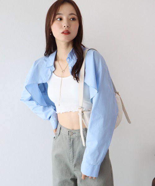 BLUEEAST（ブルーイースト）の「クロップドボレロシャツ（シャツ/ブラウス・レディース・ホワイト/ブラック/ブルー・MEDIUM）」の22枚目の写真