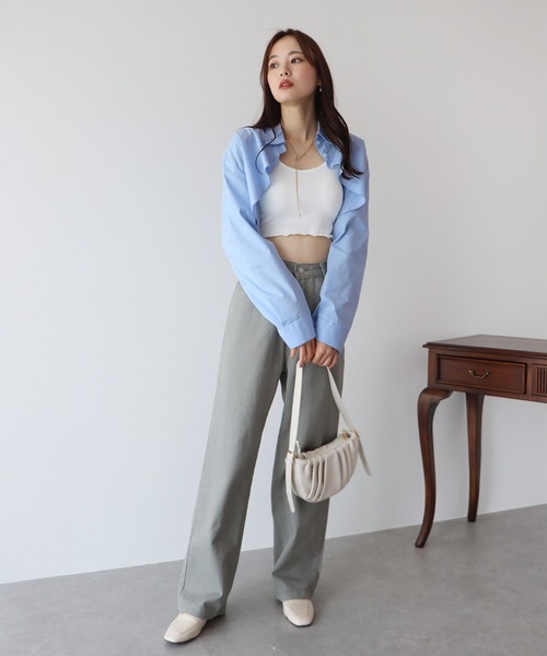 BLUEEAST（ブルーイースト）の「クロップドボレロシャツ（シャツ/ブラウス・レディース・ホワイト/ブラック/ブルー・MEDIUM）」の20枚目の写真