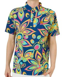 Loudmouth/ラウドマウス ゴルフウェア 吸汗速乾 UVカット 接触冷感 総柄 ハーフボタンダウン 半袖 ポロシャツ