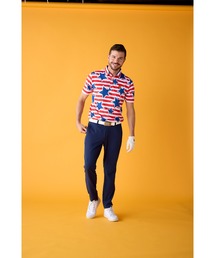 Loudmouth/ラウドマウス ゴルフウェア 吸汗速乾 UVカット 接触冷感 総柄 ハーフボタンダウン 半袖 ポロシャツ