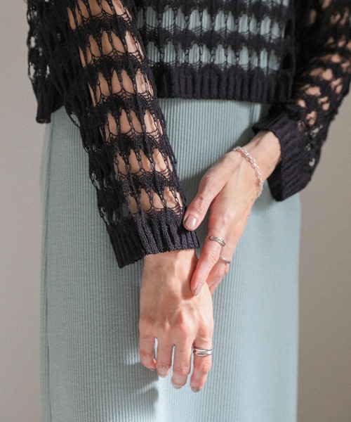 ショート丈メッシュニットトップス（ニット/セーター）｜select