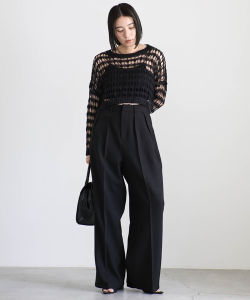 ショート丈メッシュニットトップス（ニット/セーター）｜select MOCA