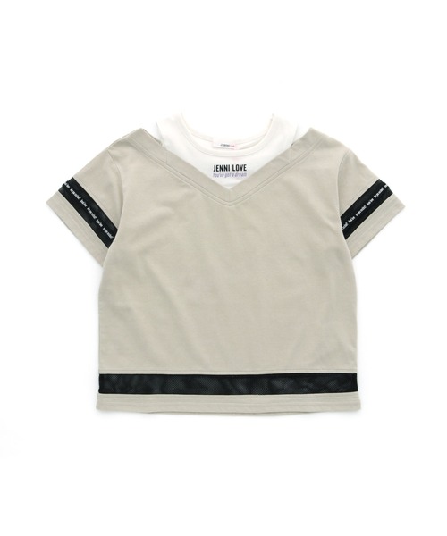 JENNI love（ジェニィラブ）の「レイヤード風肩あきTシャツ（T