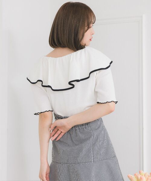 ems excite（エムズエキサイト）の「デカ襟5分袖CT（Tシャツ/カットソー・レディース・ピンク/ブラック/オフホワイト/ブラック系その他3・FREE）」の11枚目の写真