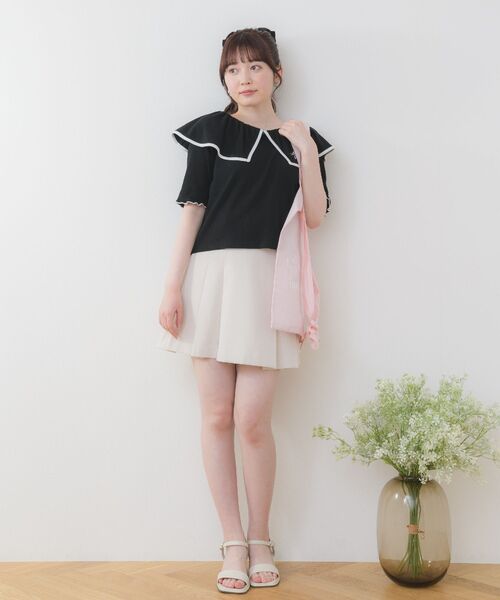 ems excite（エムズエキサイト）の「デカ襟5分袖CT（Tシャツ/カットソー・レディース・ピンク/ブラック/オフホワイト/ブラック系その他3・FREE）」の12枚目の写真