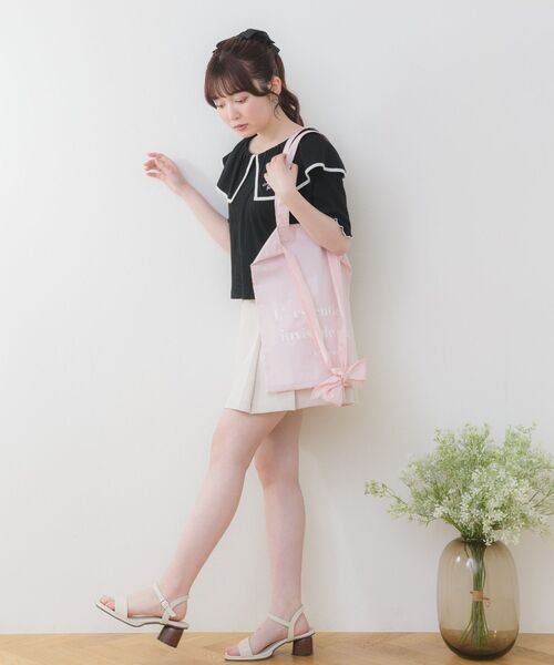 ems excite（エムズエキサイト）の「デカ襟5分袖CT（Tシャツ/カットソー・レディース・ピンク/ブラック/オフホワイト/ブラック系その他3・FREE）」の13枚目の写真