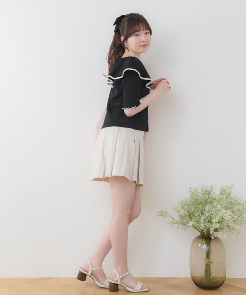 ems excite（エムズエキサイト）の「デカ襟5分袖CT（Tシャツ/カットソー・レディース・ピンク/ブラック/オフホワイト/ブラック系その他3・FREE）」の14枚目の写真