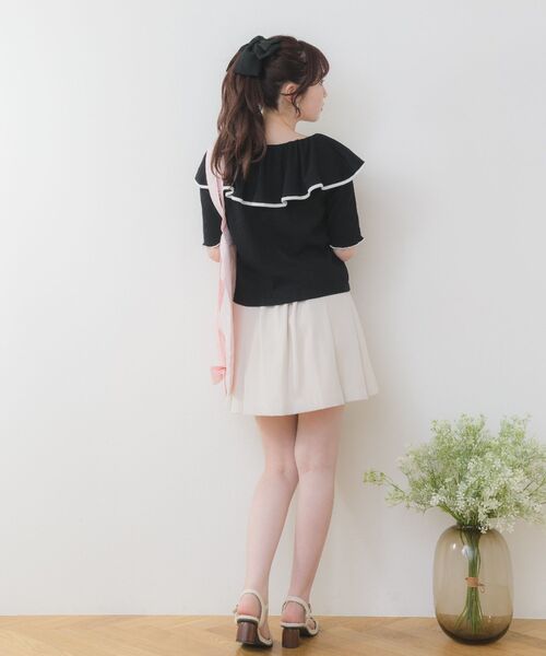 ems excite（エムズエキサイト）の「デカ襟5分袖CT（Tシャツ/カットソー・レディース・ピンク/ブラック/オフホワイト/ブラック系その他3・FREE）」の15枚目の写真