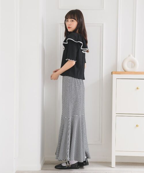 ems excite（エムズエキサイト）の「デカ襟5分袖CT（Tシャツ/カットソー・レディース・ピンク/ブラック/オフホワイト/ブラック系その他3・FREE）」の17枚目の写真