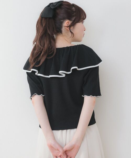 ems excite（エムズエキサイト）の「デカ襟5分袖CT（Tシャツ/カットソー・レディース・ピンク/ブラック/オフホワイト/ブラック系その他3・FREE）」の20枚目の写真