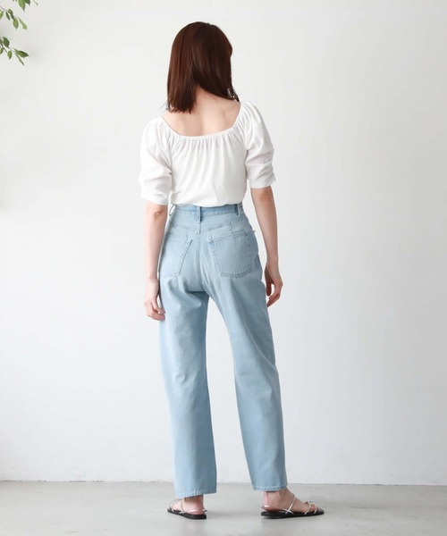 archives(アルシーヴ)の「2wayギャザー楊柳カットTOPS(Tシャツ/カットソー・レディース・オフホワイト/ブラック/アイボリー/グリーン・MEDIUM)」の8枚目の写真
