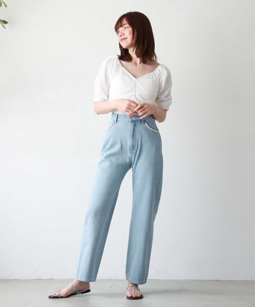 archives(アルシーヴ)の「2wayギャザー楊柳カットTOPS(Tシャツ/カットソー・レディース・オフホワイト/ブラック/アイボリー/グリーン・MEDIUM)」の10枚目の写真