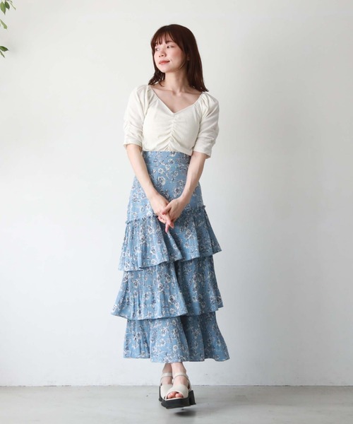 archives(アルシーヴ)の「2wayギャザー楊柳カットTOPS(Tシャツ/カットソー・レディース・オフホワイト/ブラック/アイボリー/グリーン・MEDIUM)」の16枚目の写真