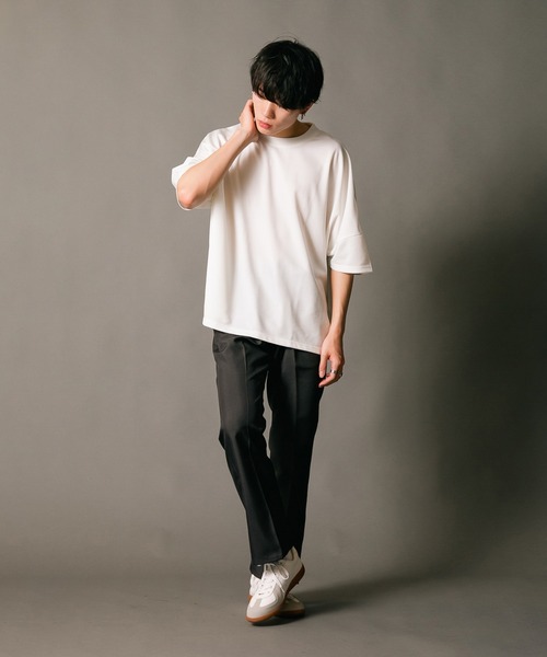Blue Standard （ブルースタンダード）の「【BLUE STANDARD/ブルースタンダード】接触冷感 　ポリトロセミフレアパンツ センタープレス　スラックス ブーツカット　ウエストゴム入り（スラックス・メンズ・ブラック/ブラウン/チャコールグレー・SMALL/LARGE/MEDIUM/X-LARGE）」の11枚目の写真