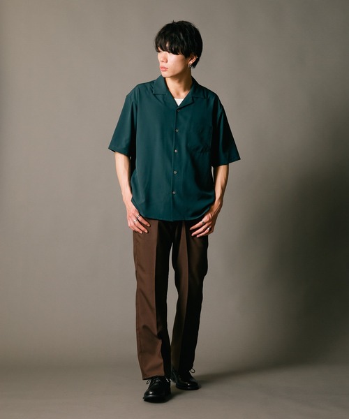 Blue Standard （ブルースタンダード）の「【BLUE STANDARD/ブルースタンダード】接触冷感 　ポリトロセミフレアパンツ センタープレス　スラックス ブーツカット　ウエストゴム入り（スラックス・メンズ・ブラック/ブラウン/チャコールグレー・SMALL/LARGE/MEDIUM/X-LARGE）」の18枚目の写真