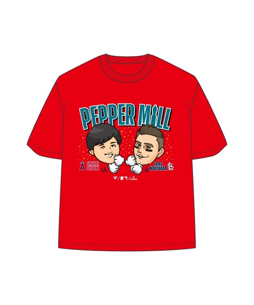 MLB（メジャーリーグベースボール）の「MLB Pepper mill Tee／大谷＆ヌートバーペッパーミルイラストTシャツ（Kids）（T