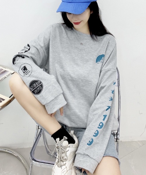 DiamondHearts（ダイヤモンドハーツ）の「アシンメトリーデザインロングTシャツ（Tシャツ/カットソー・レディース・ブラック/ホワイト/グレー・FREE）」の3枚目の写真