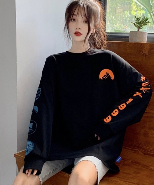 DiamondHearts（ダイヤモンドハーツ）の「アシンメトリーデザインロングTシャツ（Tシャツ/カットソー・レディース・ブラック/ホワイト/グレー・FREE）」の2枚目の写真