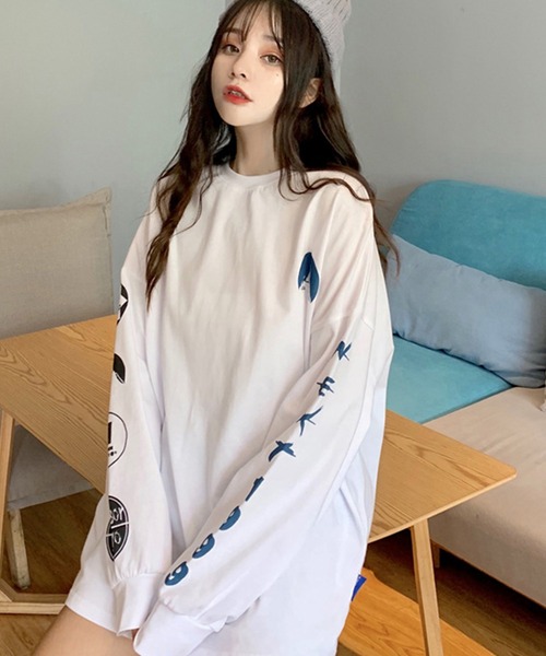 DiamondHearts（ダイヤモンドハーツ）の「アシンメトリーデザインロングTシャツ（Tシャツ/カットソー・レディース・ブラック/ホワイト/グレー・FREE）」の10枚目の写真