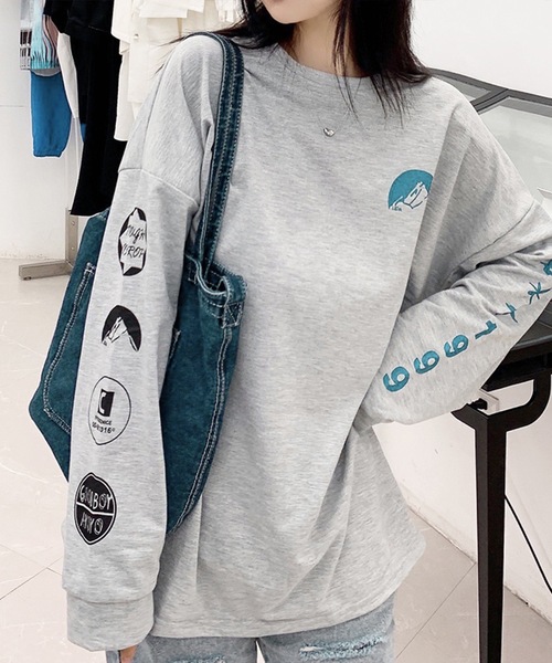 DiamondHearts（ダイヤモンドハーツ）の「アシンメトリーデザインロングTシャツ（Tシャツ/カットソー・レディース・ブラック/ホワイト/グレー・FREE）」の17枚目の写真