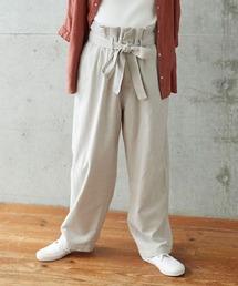 PAR ICI | コットンリネン ウエストリボンボリュームパンツ(その他パンツ)