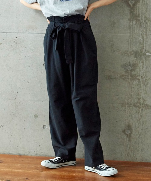 PAR ICI（パーリッシィ）の「コットンリネン ウエストリボンボリュームパンツ（その他パンツ・レディース・ブラック/ベージュ・FREE）」の2枚目の写真