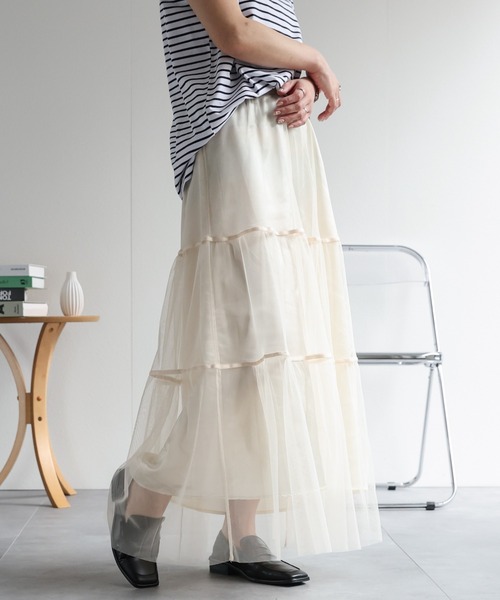 ap retro（アプレトロ）の「チュールティアードスカート（スカート・レディース・アイボリー/ブラック/ドット/ブラック系その他/ホワイト系その他・FREE）」の3枚目の写真