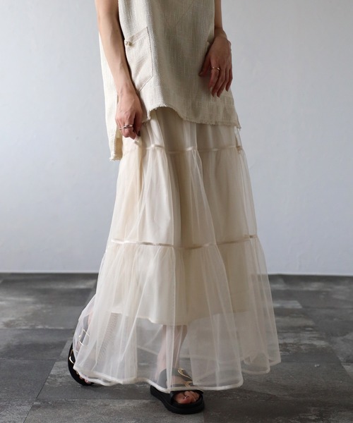 ap retro（アプレトロ）の「チュールティアードスカート（スカート・レディース・アイボリー/ブラック/ドット/ブラック系その他/ホワイト系その他・FREE）」の6枚目の写真