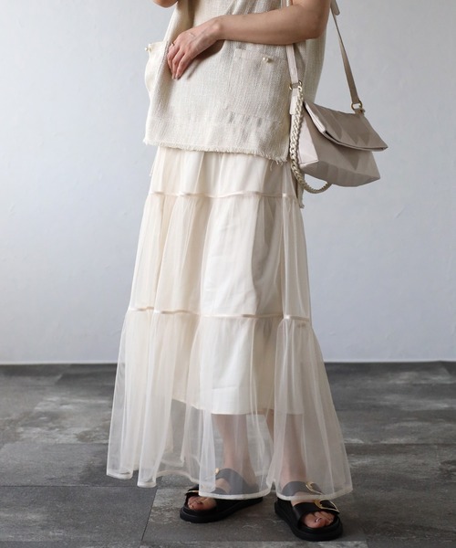 ap retro（アプレトロ）の「チュールティアードスカート（スカート・レディース・アイボリー/ブラック/ドット/ブラック系その他/ホワイト系その他・FREE）」の7枚目の写真