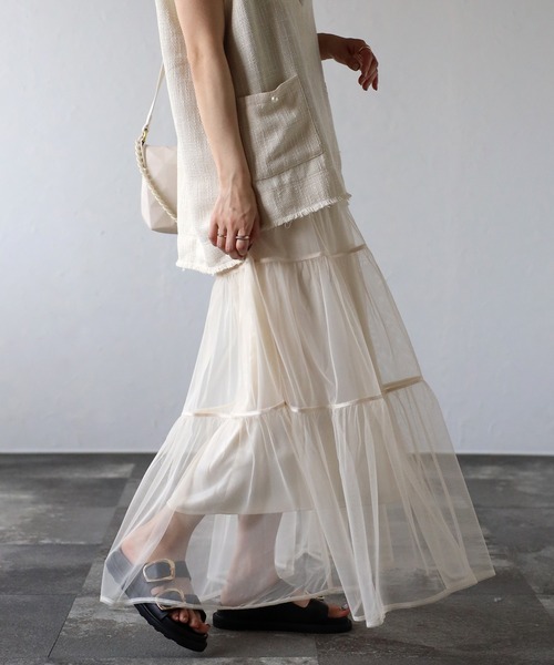 ap retro（アプレトロ）の「チュールティアードスカート（スカート・レディース・アイボリー/ブラック/ドット/ブラック系その他/ホワイト系その他・FREE）」の9枚目の写真