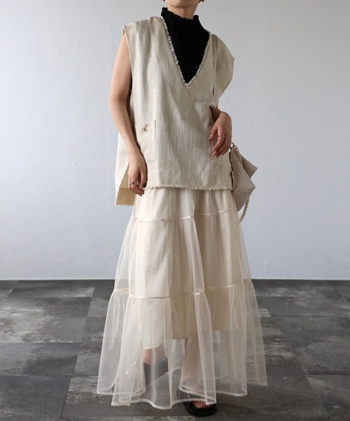 ap retro（アプレトロ）の「チュールティアードスカート（スカート・レディース・アイボリー/ブラック/ドット/ブラック系その他/ホワイト系その他・FREE）」の11枚目の写真