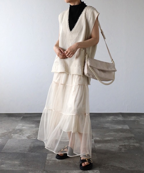 ap retro（アプレトロ）の「チュールティアードスカート（スカート・レディース・アイボリー/ブラック/ドット/ブラック系その他/ホワイト系その他・FREE）」の12枚目の写真