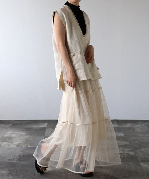 ap retro（アプレトロ）の「チュールティアードスカート（スカート・レディース・アイボリー/ブラック/ドット/ブラック系その他/ホワイト系その他・FREE）」の13枚目の写真