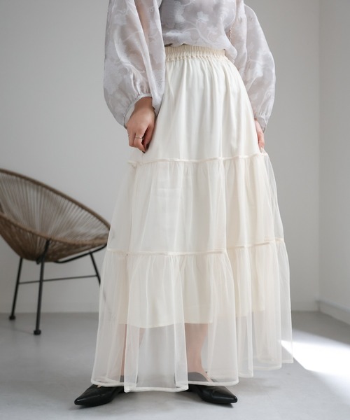 ap retro（アプレトロ）の「チュールティアードスカート（スカート・レディース・アイボリー/ブラック/ドット/ブラック系その他/ホワイト系その他・FREE）」の16枚目の写真