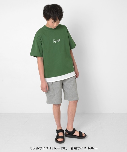 GLAZOS（グラソス）の「スムース・ワイドカーゴハーフパンツ（カーゴパンツ・キッズ・ネイビー/グレー・160cm/140cm/150cm/170cm）」の13枚目の写真