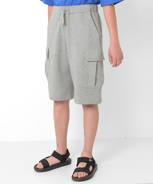 GLAZOS（グラソス）の「スムース・ワイドカーゴハーフパンツ（カーゴパンツ・キッズ・ネイビー/グレー・160cm/140cm/150cm/170cm）」の5枚目の写真