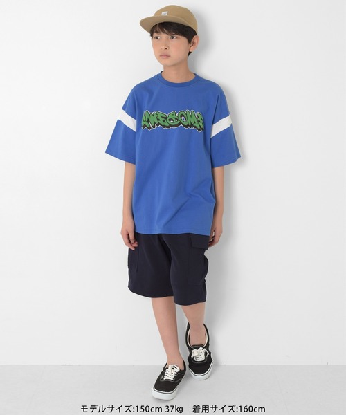 GLAZOS（グラソス）の「スムース・ワイドカーゴハーフパンツ（カーゴパンツ・キッズ・ネイビー/グレー・160cm/140cm/150cm/170cm）」の3枚目の写真