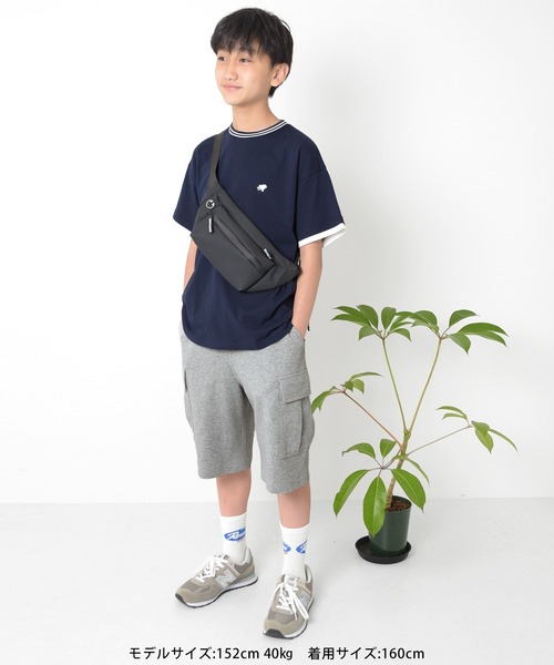 GLAZOS（グラソス）の「スムース・ワイドカーゴハーフパンツ（カーゴパンツ・キッズ・ネイビー/グレー・160cm/140cm/150cm/170cm）」の22枚目の写真