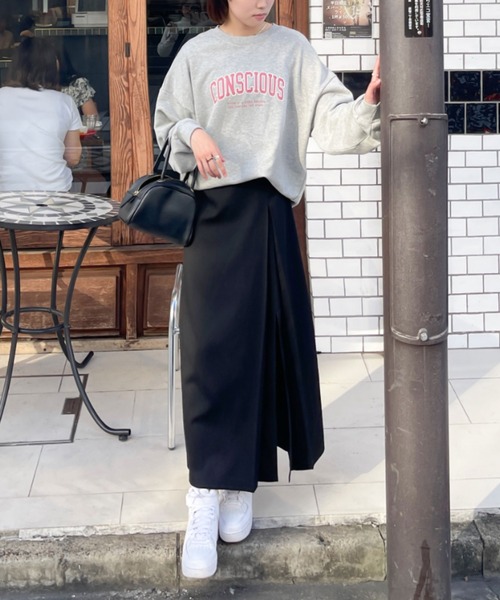 Ambre Ciel（アンブルシエル）の「タックナロースリットスカート／【WEB/EC限定商品】（スカート・レディース・ブラック/アイボリー・FREE）」の2枚目の写真